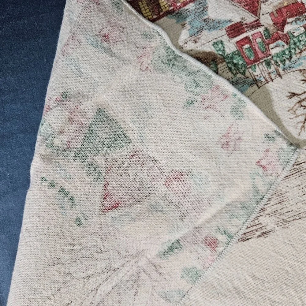 Winter Rustic Rectangle Tablecloth Linen Cloth Cover White Green Brown 61